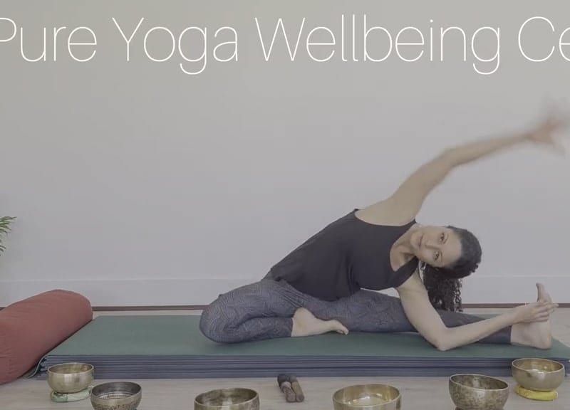 Outdoor community yoga class